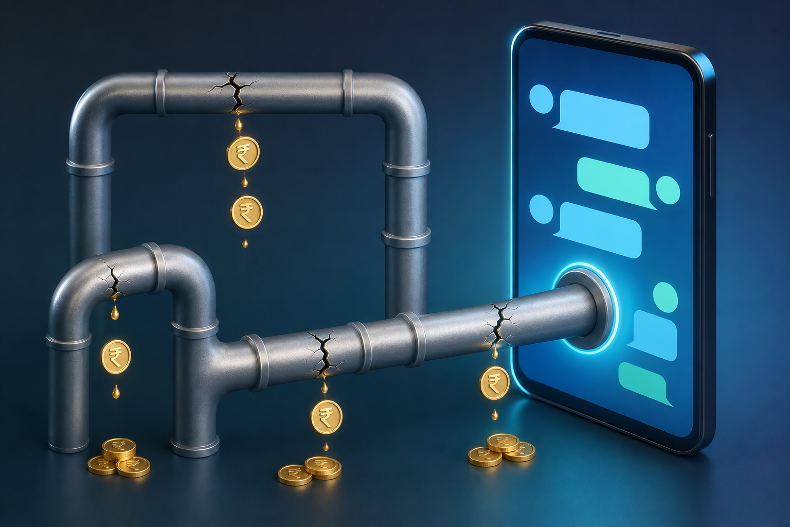 Illustration of hidden operational leaks in a WhatsApp AI stack